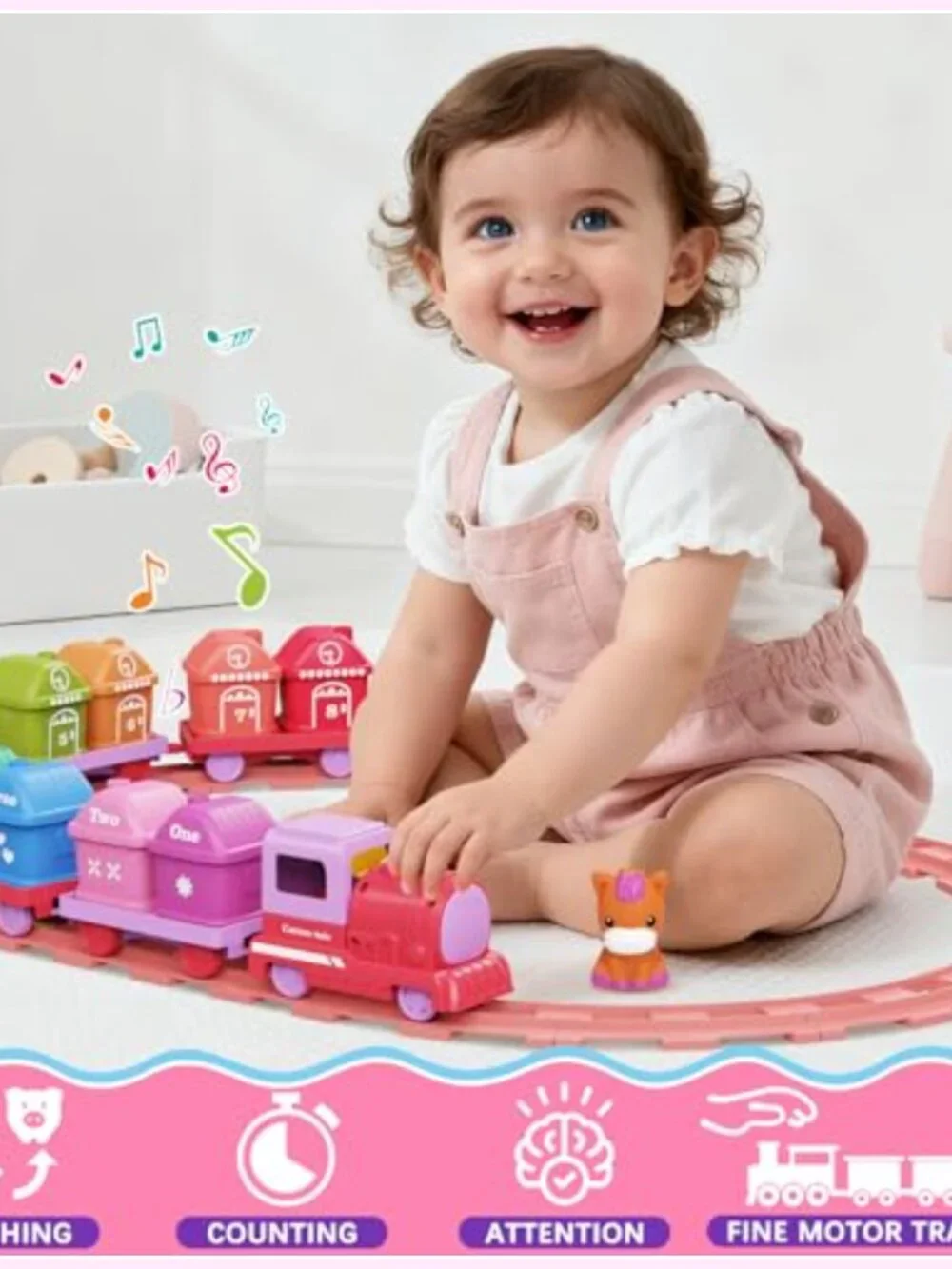 Electric Train Set with Farm Animals & Finger Puppets - Montessori Learning Toy